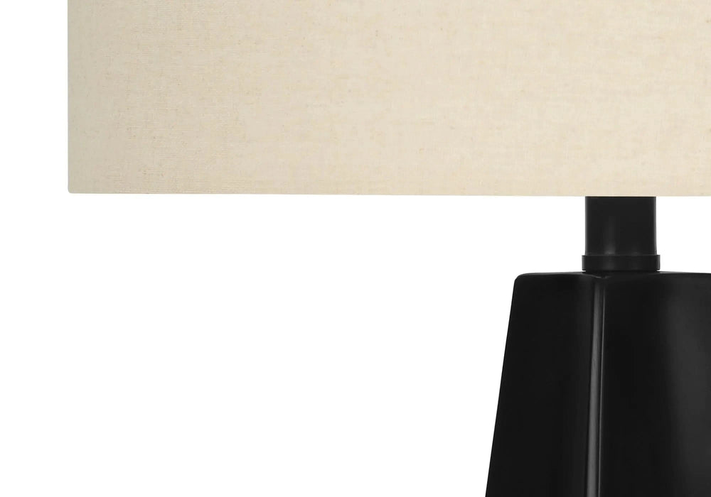 Lighting, 27'h, Table Lamp, Black Resin, Beige Shade, Modern Default -DTYStore