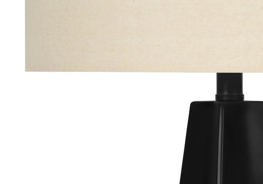 Lighting, 27'h, Table Lamp, Black Resin, Beige Shade, Modern Default -DTYStore