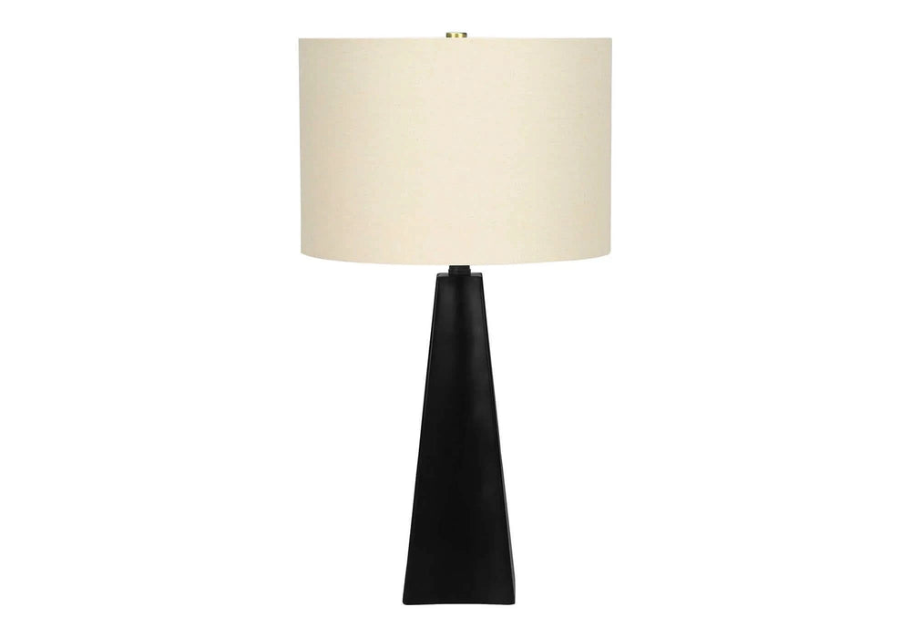 Lighting, 27'h, Table Lamp, Black Resin, Beige Shade, Modern Default -DTYStore