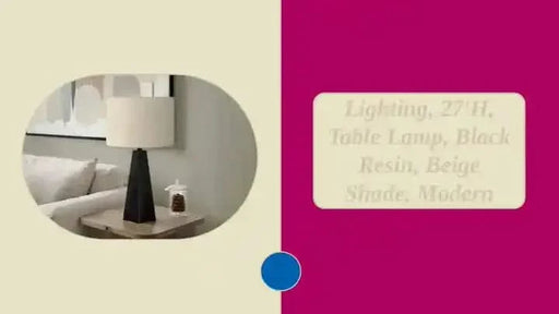 Lighting, 27'h, Table Lamp, Black Resin, Beige Shade, Modern -DTYStore