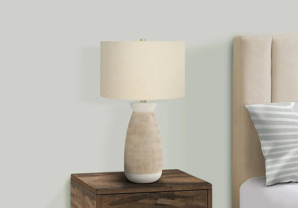 Lighting, 27'h, Table Lamp, Cream Ceramic, Beige Shade, Contemporary Default -DTYStore