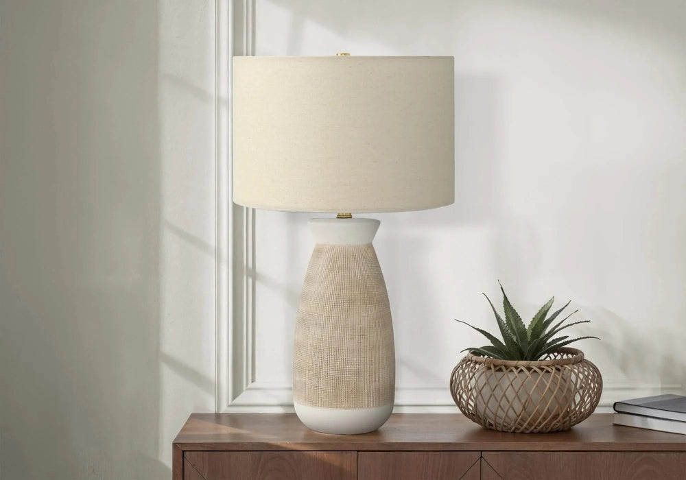 Lighting, 27'h, Table Lamp, Cream Ceramic, Beige Shade, Contemporary Default -DTYStore