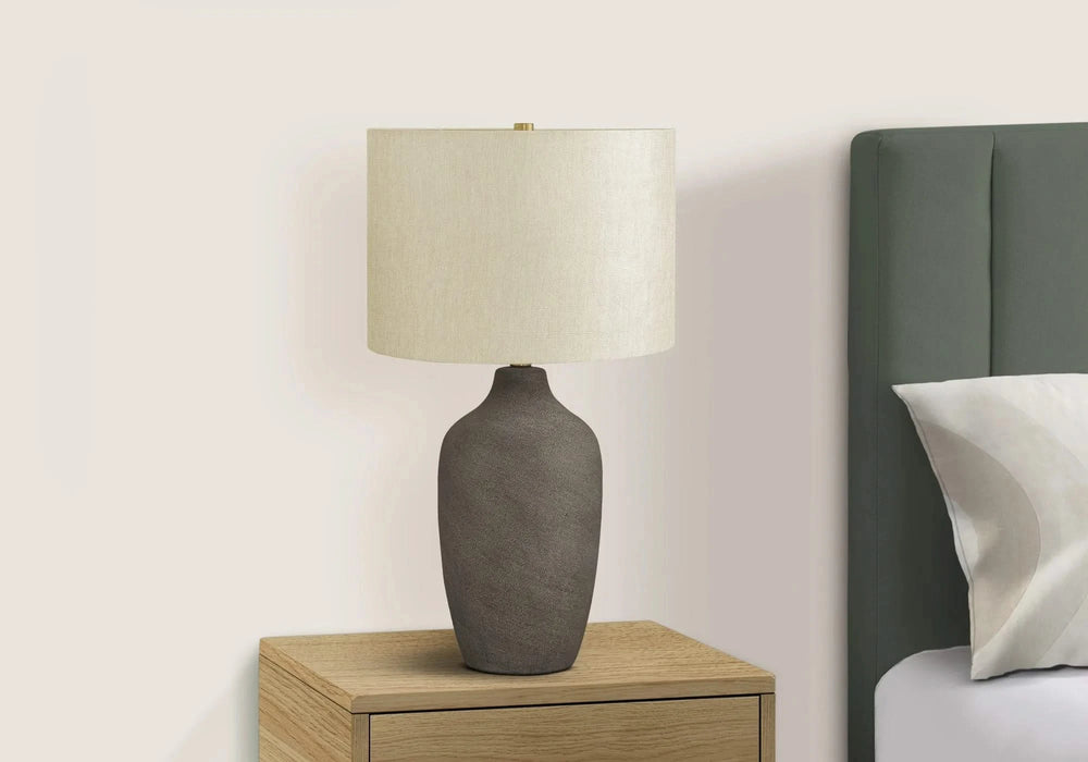 Lighting, 27'h, Table Lamp, Grey Ceramic, Beige Shade, Contemporary Default -DTYStore