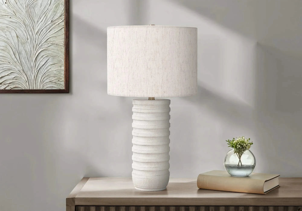 Lighting, 28'h, Table Lamp, Cream Resin, Ivory / Cream Shade, Transitional Default -DTYStore