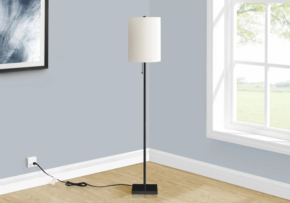 Lighting, 62'h, Black Metal, Ivory / Cream Shade, Contemporary Default -DTYStore