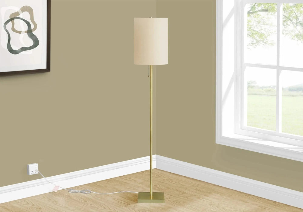 Lighting, 62'h, Brass Metal, Ivory / Cream Shade, Contemporary Default -DTYStore