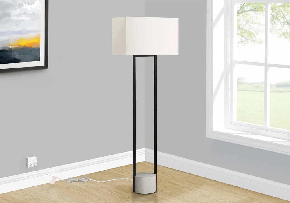 Lighting, 62'h, Floor Lamp, Black Metal, Ivory / Cream Shade, Contemporary Default -DTYStore