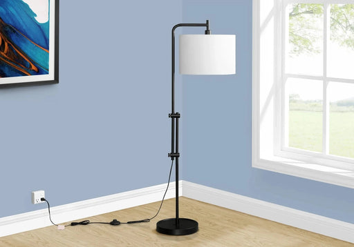 Lighting, 63'h, Floor Lamp, Black Metal, Ivory / Cream Shade, Contemporary Default -DTYStore