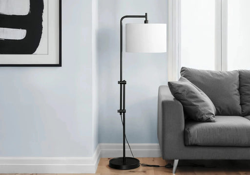 Lighting, 63'h, Floor Lamp, Black Metal, Ivory / Cream Shade, Contemporary Default -DTYStore