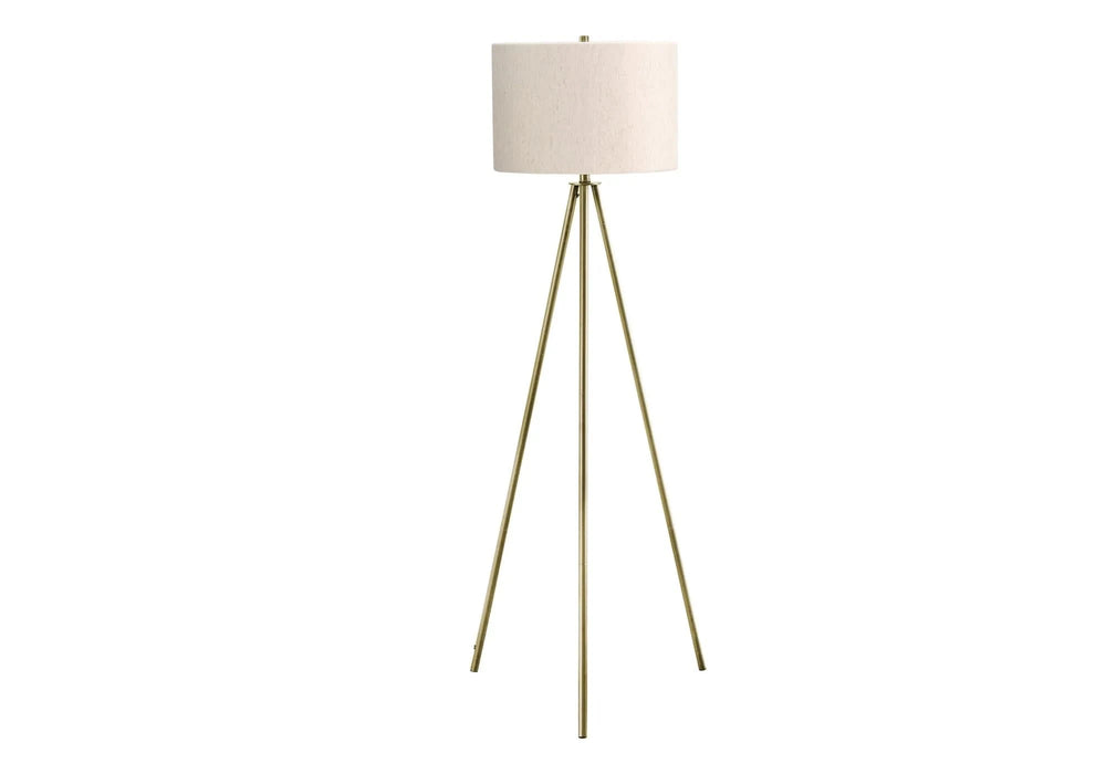 Lighting, 63'h, Floor Lamp, Brass Metal, Ivory / Cream Shade, Contemporary Default -DTYStore