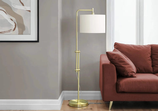 Lighting, 63'h, Floor Lamp, Brass Metal, Ivory / Cream Shade, Contemporary Default -DTYStore