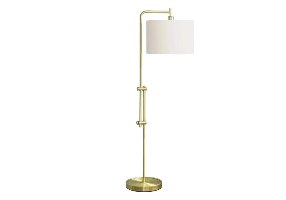 Lighting, 63'h, Floor Lamp, Brass Metal, Ivory / Cream Shade, Contemporary Default -DTYStore