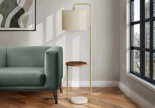 Lighting, 67'h, Floor Lamp, Usb Port Included, Brass Metal, Beige Shade, Contemporary Default -DTYStore