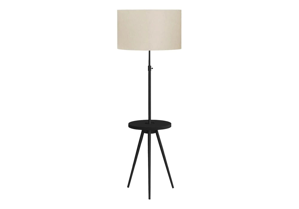 Lighting, Floor Lamp, 63'h, Black Metal, Ivory / Cream Shade, Contemporary Default -DTYStore