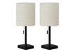 Lighting, Set Of 2, 17'h, Table Lamp, Usb Port Included, Black Metal, Beige Shade, Contemporary Default -DTYStore