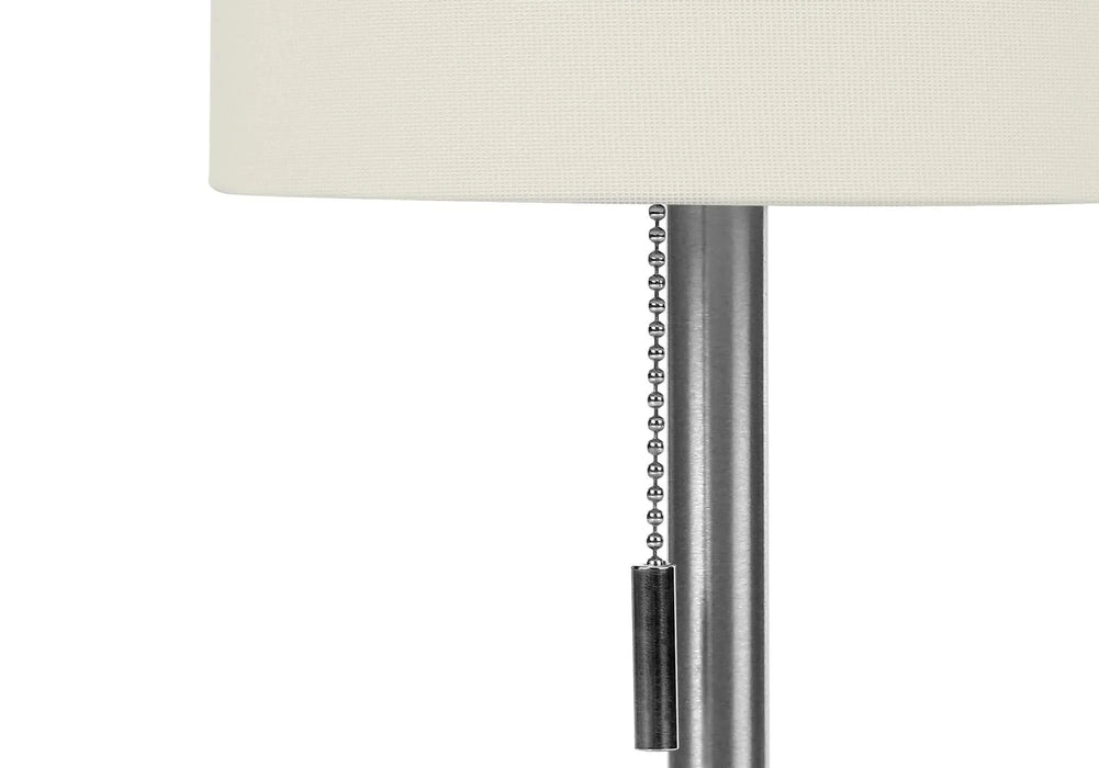 Lighting, Set Of 2, 17'h, Table Lamp, Usb Port Included, Nickel Metal, Ivory / Cream Shade, Contemporary Default -DTYStore