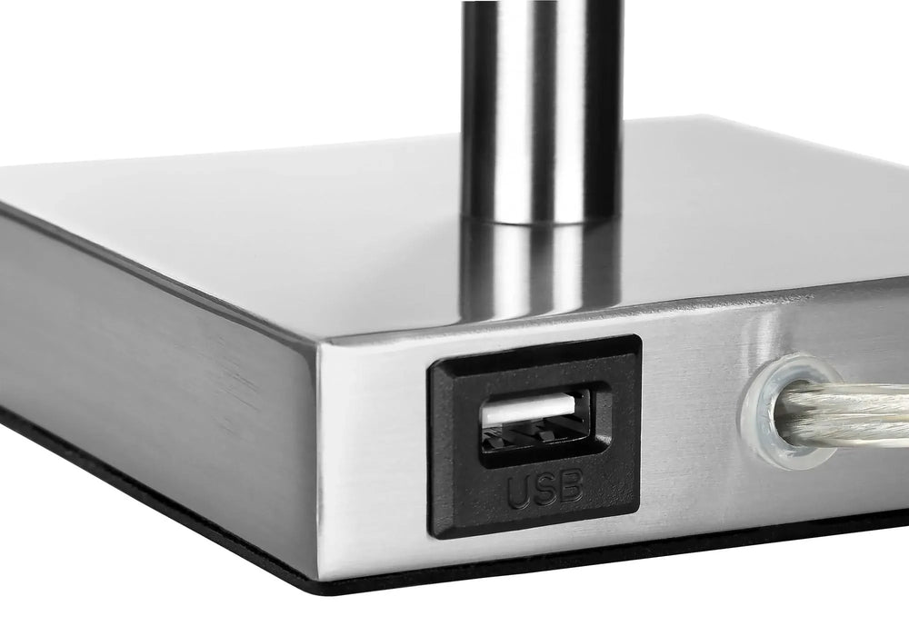 Lighting, Set Of 2, 17'h, Table Lamp, Usb Port Included, Nickel Metal, Ivory / Cream Shade, Contemporary Default -DTYStore