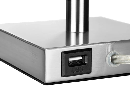 Lighting, Set Of 2, 17'h, Table Lamp, Usb Port Included, Nickel Metal, Ivory / Cream Shade, Contemporary Default -DTYStore