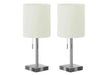 Lighting, Set Of 2, 17'h, Table Lamp, Usb Port Included, Nickel Metal, Ivory / Cream Shade, Contemporary Default -DTYStore