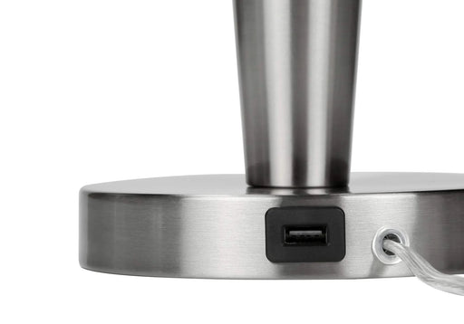 Lighting, Set Of 2, 24'h, Table Lamp, Usb Port Included, Nickel Metal, Grey Shade, Contemporary Default -DTYStore