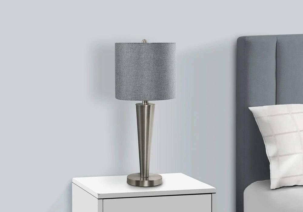 Lighting, Set Of 2, 24'h, Table Lamp, Usb Port Included, Nickel Metal, Grey Shade, Contemporary Default -DTYStore