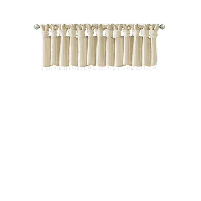 Lightweight Faux Silk Valance With Beads Champagne 50x26' Default -DTYStore