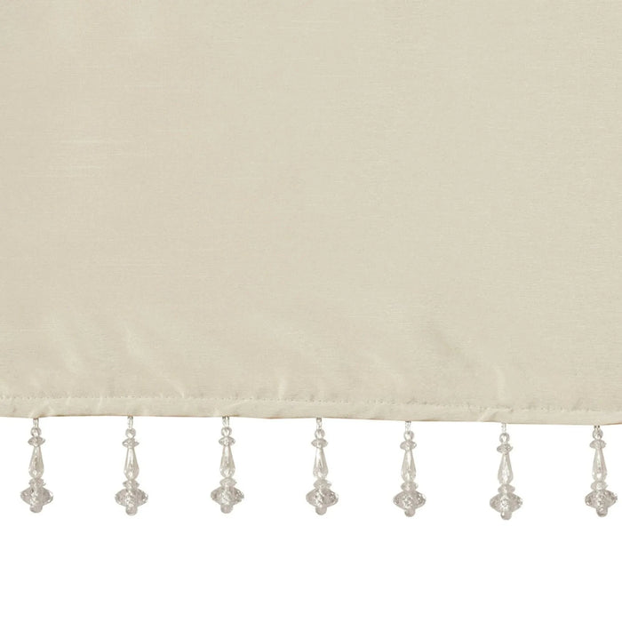 Lightweight Faux Silk Valance With Beads Champagne 50x26' Default -DTYStore