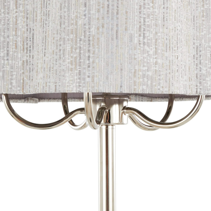 Lily 30' Contemporary Metal Table Lamp in Polished Nickel with Grey Linen Hardback Shade from Grandview Gallery by LumiSource Default -DTYStore