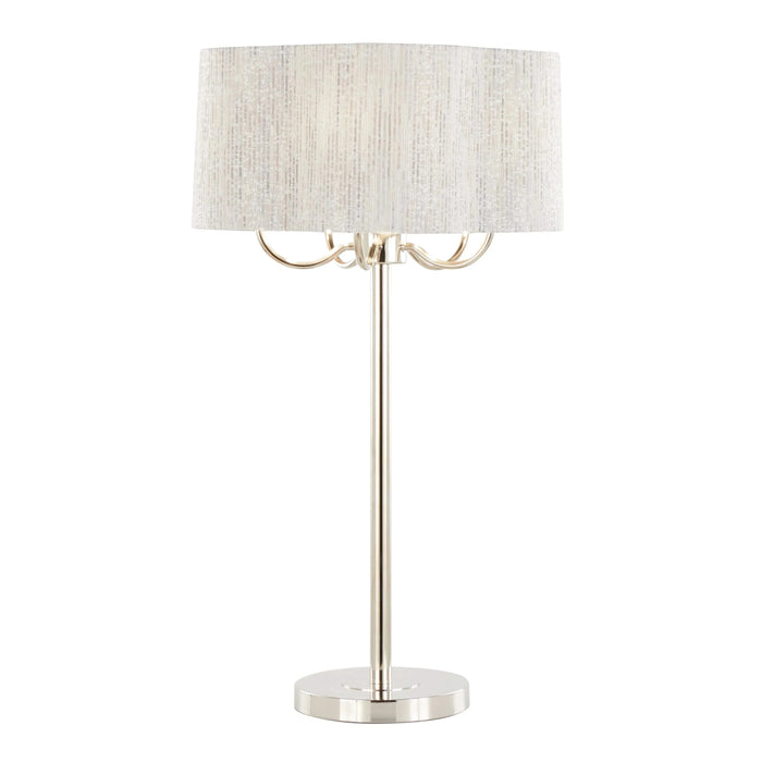 Lily 30' Contemporary Metal Table Lamp in Polished Nickel with Grey Linen Hardback Shade from Grandview Gallery by LumiSource Default -DTYStore