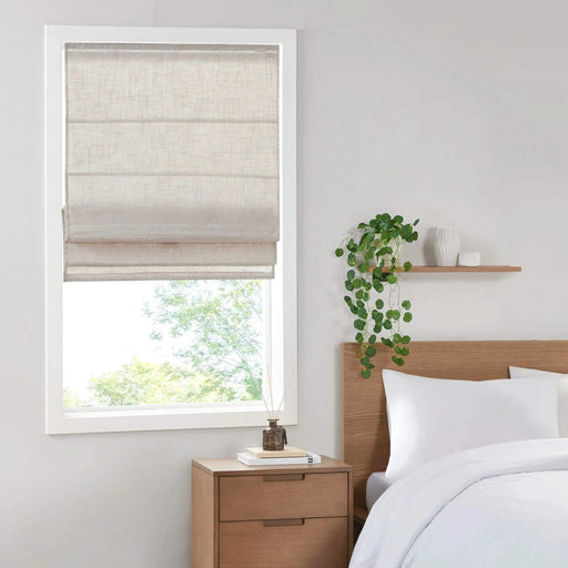 Linen Blend Light Filtering Cordless Roman Shade Natural 29x64' Default -DTYStore