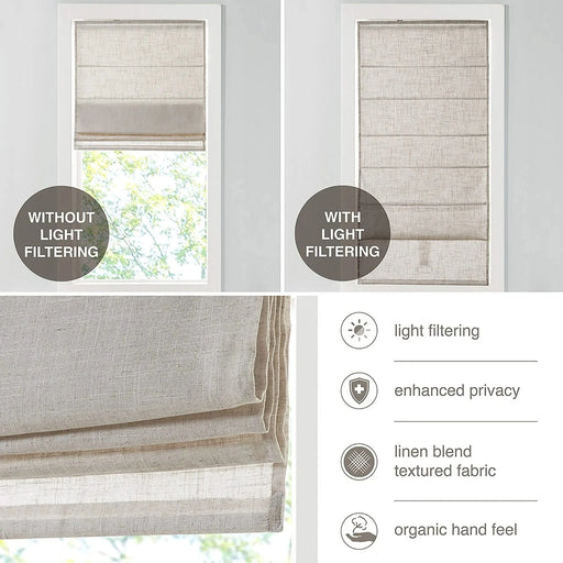 Linen Blend Light Filtering Cordless Roman Shade Natural 29x64' Default -DTYStore