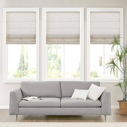 Linen Blend Light Filtering Cordless Roman Shade Natural 29x64' Default -DTYStore
