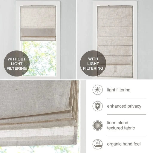 Linen Blend Light Filtering Cordless Roman Shade Natural 31x64' Default -DTYStore
