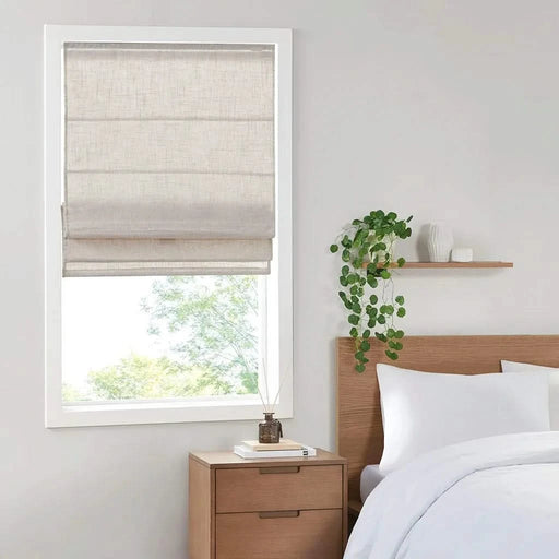 Linen Blend Light Filtering Cordless Roman Shade Natural 34x64' Default -DTYStore