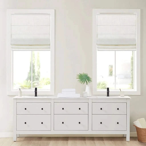 Linen Blend Light Filtering Cordless Roman Shade White 27x64' Default -DTYStore