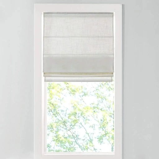 Linen Blend Light Filtering Cordless Roman Shade White 34x64' Default -DTYStore