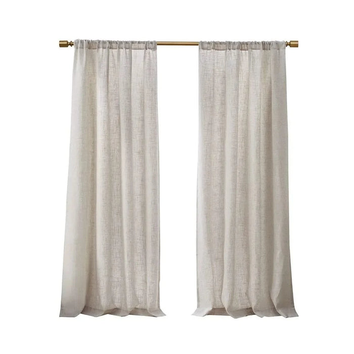 Linen Blend Light Filtering Curtain Panel Pair(2 Pcs Window Panels) Default -DTYStore