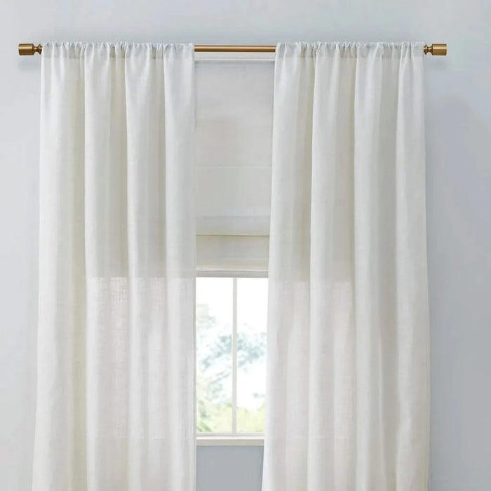 Linen Blend Light Filtering Curtain Panel Pair(2 Pcs Window Panels) Default -DTYStore
