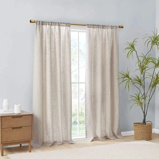 Linen Blend Light Filtering Curtain Panel Pair(2 Pcs Window Panels) Default -DTYStore