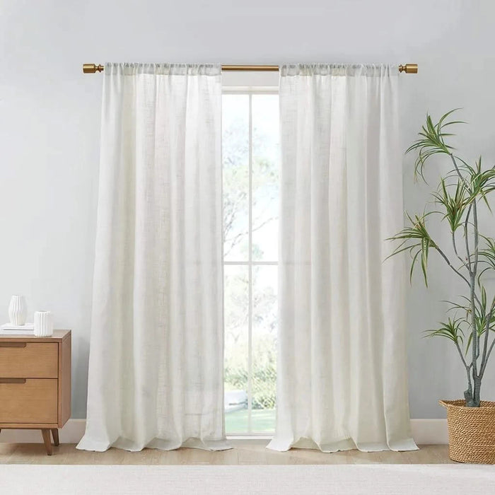 Linen Blend Light Filtering Curtain Panel Pair(2 Pcs Window Panels) Default -DTYStore