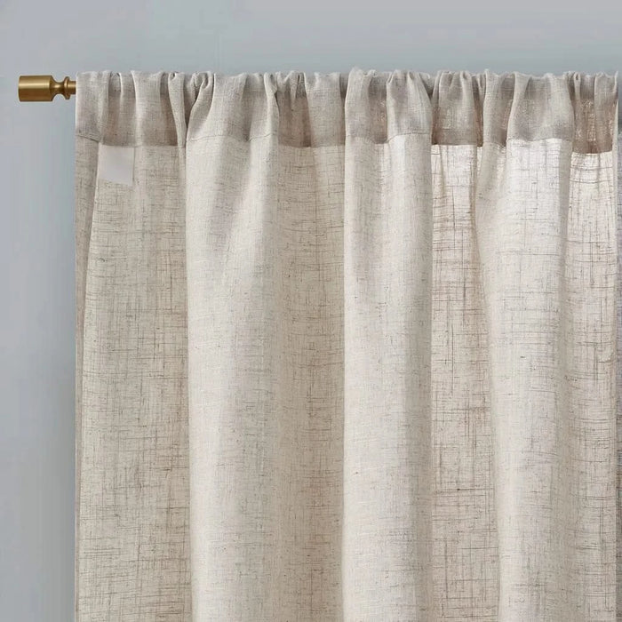 Linen Blend Light Filtering Curtain Panel Pair(2 Pcs Window Panels) Default -DTYStore