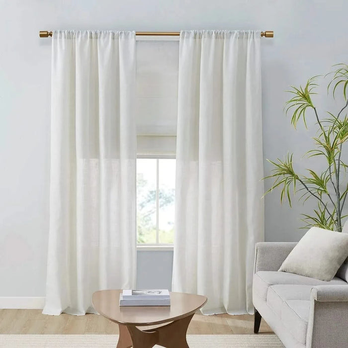 Linen Blend Light Filtering Curtain Panel Pair(2 Pcs Window Panels) Default -DTYStore