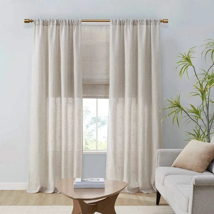 Linen Blend Light Filtering Curtain Panel Pair(2 Pcs Window Panels) Default -DTYStore