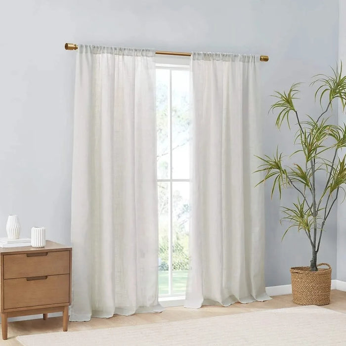 Linen Blend Light Filtering Curtain Panel Pair(2 Pcs Window Panels) Default -DTYStore