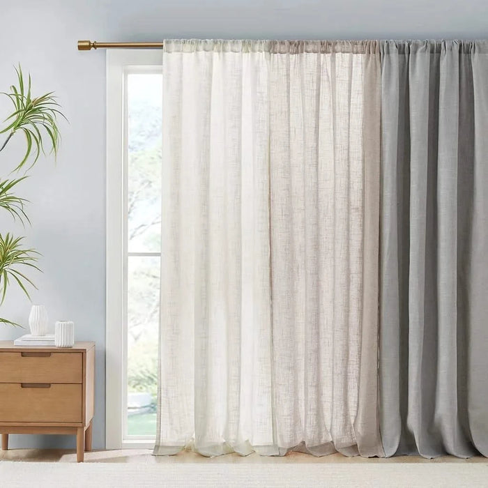Linen Blend Light Filtering Curtain Panel Pair(2 Pcs Window Panels) Default -DTYStore