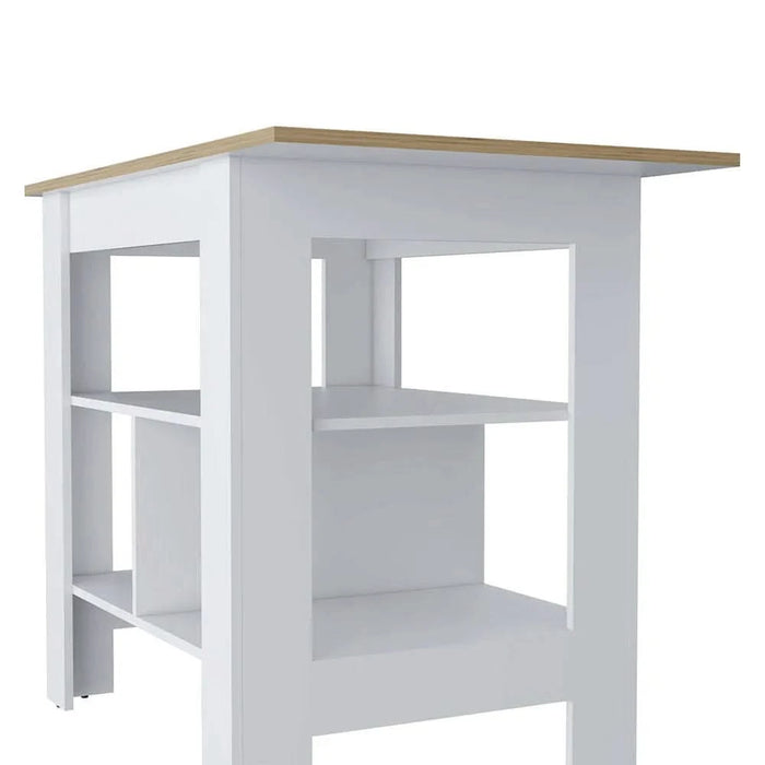 Lisbon Kitchen Island, 3-Tier Shelf and Large Workstation Default -DTYStore