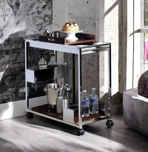 Lisses Chrome Finish Serving Cart Default -DTYStore