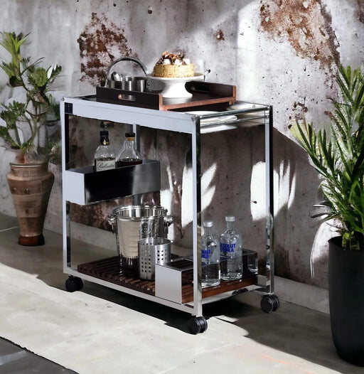 Lisses Chrome Finish Serving Cart Default -DTYStore
