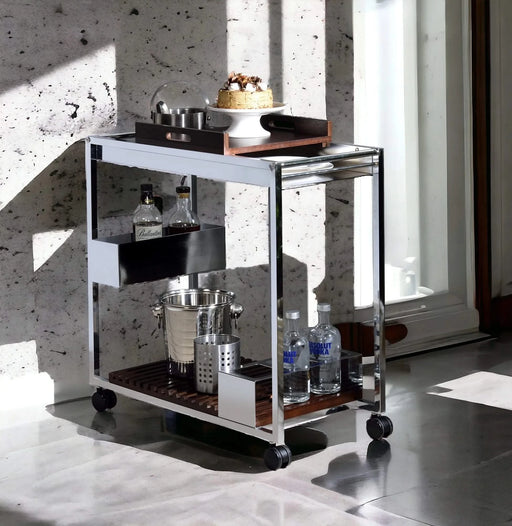 Lisses Chrome Finish Serving Cart Default -DTYStore