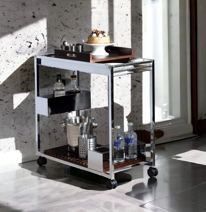 Lisses Chrome Finish Serving Cart Default -DTYStore
